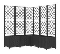 vidaXL Jardinière avec Treillis Lit Surélevé Pot à Plantes Boîte à Fleurs Jardin Patio Entrée Terrasse Extérieur Noir 120x120x136 cm PP