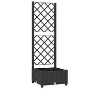 vidaXL Jardinière avec Treillis Lit Surélevé Pot à Plantes Boîte à Fleurs Jardin Patio Entrée Terrasse Extérieur Noir 40x40x121,5 cm PP
