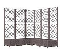 vidaXL Jardinière avec Treillis Lit Surélevé Pot à Plantes Boîte à Fleurs Jardin Patio Entrée Terrasse Extérieur Marron 120x120x121,5 cm PP