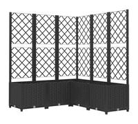 vidaXL Jardinière avec Treillis Lit Surélevé Pot à Plantes Boîte à Fleurs Jardin Patio Entrée Terrasse Extérieur Noir 120x120x136 cm PP