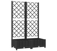 vidaXL Jardinière avec treillis - Lit surélevé pot à plantes noir 80x40x121,5 cm PP