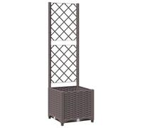 vidaXL Jardinière avec Treillis Lit Surélevé Pot à Plantes Boîte à Fleurs Jardin Patio Terrasse Entrée Extérieur Marron 40x40x136 cm PP