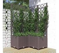 Jardinière avec treillis Marron 80x80x136 cm PP