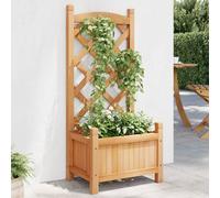 vidaXL Jardinière avec Treillis, Bac à Fleurs de Patio, Boîte de Plantation d'Extérieur pour Légumes Herbes, Marron Bois Massif de Sapin