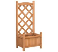 vidaXL Jardinière avec treillis 365482 – Bac à fleurs de patio, Bois massif de sapin Marron