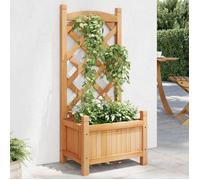 vidaXL Jardinière avec treillis 365482 – Bac à fleurs de patio, Bois massif de sapin Marron