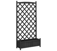 vidaXL Jardinière avec Treillis, Lit Surélevé, Bac à Fleurs, Pot de Plantes, Boîte à Fleurs Jardin Patio Terrasse, Noir Bois 365493