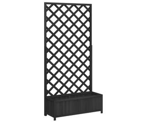 vidaXL Jardinière avec Treillis Noir Bois Massif de Sapin