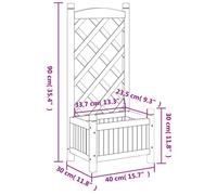 vidaXL Jardinière en bois massif de sapin avec treillis noir 365484