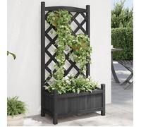 vidaXL Jardinière avec treillis noir bois massif de sapin 365487