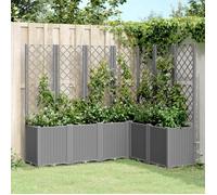 vidaXL Jardinière avec Treillis, Pot de Fleurs de Jardin, Bac à Plantes de Terrasse, Boîte de Plantation d'Extérieur pour Légumes Herbes, Gris Clair PP