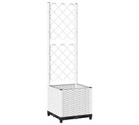 vidaXL Jardinière avec treillis – Bac à plante/boîte de plantation 40x40x136 cm Blanc PP