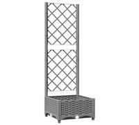vidaXL Jardinière avec Treillis, Pot de Fleurs, Lit Surélevé de Jardin, Boîte de Plantation, Bac à Plante Patio Extérieur, Gris Clair 40x40x121,5 cm PP