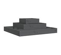 vidaXL Jardinière, Bac à Fleurs à 3 Niveaux, Lit Surélevé, Support de Plantes, Boîte à Fleurs, Décoration de Jardin Patio Terrasse, Gris Bois Massif de Pin