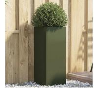Vidaxl Jardinière Vert Olive 32x29x75 Cm Acier Laminé À Froid