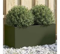 vidaXL Jardinière, Bac à Fleurs, Pot de Plantes, Boîte à Fleurs, Jardinière Surélevée de Jardin Patio Terrasse, Vert Olive 841592