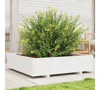 Vidaxl Jardinière Blanc 100x100x26,5 Cm Bois De Pin Massif