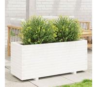 vidaXL Jardinière blanc 110x40x49,5 cm bois de pin massif, jardinière d'extérieur, bac à fleurs, boîte à plantes, jardinière de terrasse
