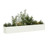 vidaXL Jardinière blanc 280x40x40 cm acier laminé à froid, pot de fleurs, support de plantes, lit surélevé, support de 860690