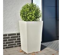 Jardinière blanc 45x45x75 cm acier, jardinière d'extérieur, boîte à fleurs, boîte de jardin, jardinière de patio, 851096