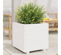 Vidaxl Jardinière Blanc 50x50x49,5 Cm Bois De Pin Massif