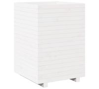 Vidaxl Jardinière Blanc 50x50x72,5 Cm Bois De Pin Massif