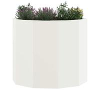 vidaXL Jardinière Blanc 60 x 60 x 50 cm Acier, Jardins et terrasses, jardinières Modernes en Acier, Pots Ronds, déco de Patio pour Exposer Vos Plantes