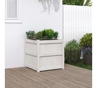 vidaXL Jardinière d'Extérieur, Lit Surélevé, Bac à Fleurs, Pot de Plantes, Boîte à Fleurs Jardin Patio Terrasse Balcon, Blanc Bois de Pin Massif