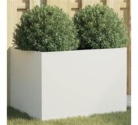 vidaXL Jardinière, Bac à Fleurs, Pot de Plantes, Boîte à Fleurs, Jardinière Surélevée de Jardin Patio Terrasse, Blanc 62x47x46 cm Acier
