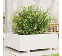 Vidaxl Jardinière Blanc 70x70x26,5 Cm Bois De Pin Massif