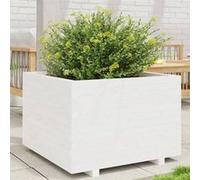 Jardinière blanc 70x70x49,5 cm bois de pin massif, jardinière d'extérieur, bac à fleurs, boîte à plantes, jardinière 847364