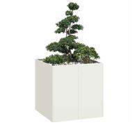 vidaXL Jardinière blanc 80x80x80 cm acier, pot de fleurs, support de plantes, lit surélevé, support de jardinière, bac à 860781