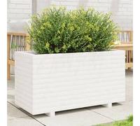 Vidaxl Jardinière Blanc 90x40x49,5 Cm Bois De Pin Massif