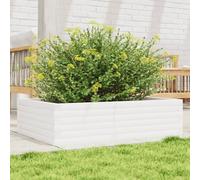 Jardinière blanc 90x60x23 cm bois de pin massif, jardinière d'extérieur, bac à fleurs, boîte à plantes, jardinière de 847234