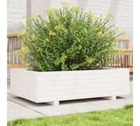 Vidaxl Jardinière Blanc 90x60x26,5 Cm Bois De Pin Massif