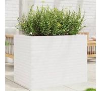 Jardinière blanc 90x60x68,5 cm bois de pin massif, jardinière d'extérieur, bac à fleurs, bac à tomates, jardinière de 3282500