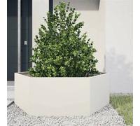 vidaXL Jardinière hexagonale blanche 138x120x45 cm acier