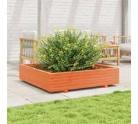 vidaXL Jardinière cire marron 110x110x26,5 cm bois de pin massif, jardinière d'extérieur, bac à fleurs, boîte à plantes, jardinière de terrasse