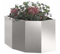 vidaXL Jardinière d'angle Argent 45 x 45 x 35 cm Acier Inoxydable, Bac à Plantes extérieur, jardinière en Acier Durable, Gain de Place, Coin, déco Moderne pour Fleurs