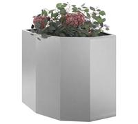 vidaXL Jardinière d'angle Argent 45 x 45 x 50 cm Acier Inoxydable, Bac à Plantes extérieur, jardinière en Acier Durable, Gain de Place, Coin, déco Moderne pour Fleurs