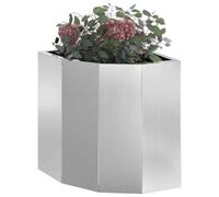 vidaXL Jardinière d'angle Argent 30 x 30 x 35 cm – Acier galvanisé, bac à plantes extérieur