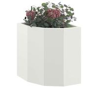 vidaXL Jardinière d'angle Blanc 30 x 30 x 35 cm Acier, Bac à Plantes extérieur, jardinière en Acier Durable, Gain de Place, Coin, déco Moderne pour Fleurs