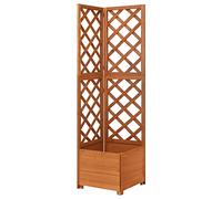 vidaXL Jardinière d'angle en bois de sapin massif avec treillis 40x40x150 cm