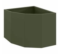 vidaXL Jardinière d'angle Vert Olive 45 x 45 x 35 cm Acier, Bac à Plantes extérieur, jardinière en Acier Durable, Gain de Place, Coin, déco Moderne pour Fleurs