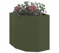vidaXL Jardinière d'angle Vert Olive 45 x 45 x 50 cm Acier, Bac à Plantes extérieur, jardinière en Acier Durable, Gain de Place, Coin, déco Moderne pour Fleurs