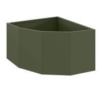 vidaXL Jardinière d'angle Vert Olive 60 x 60 x 35 cm Acier, Bac à Plantes extérieur, jardinière en Acier Durable, Gain de Place, Coin, déco Moderne pour Fleurs