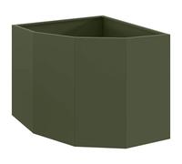 vidaXL Jardinière d'angle Vert Olive 60 x 60 x 50 cm Acier, Bac à Plantes extérieur, jardinière en Acier Durable, Gain de Place, Coin, déco Moderne pour Fleurs
