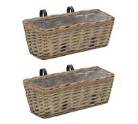 vidaXL Jardinière de balcon en osier 2 pièces avec doublure en PE 40 cm