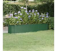 vidaXL Lit Surélevé de Jardin Pot à Fleurs Boîte à Plantes Lit Surélevé Patio Terrasse Extérieur Acier Galvanisé 224x40x36 cm Vert
