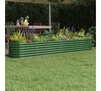vidaXL Lit Surélevé de Jardin Pot à Fleurs Boîte à Plantes Lit Surélevé Patio Terrasse Extérieur Acier Galvanisé 260x40x36 cm Vert
